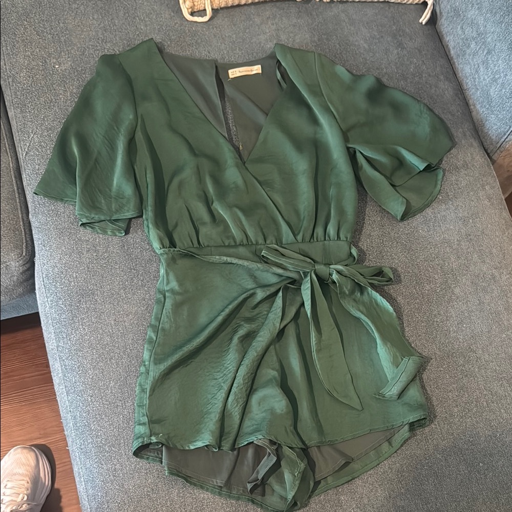 Elegant Green Wrap Romper